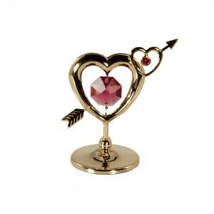 CRYSTOCRAFT Free Stand Figurine "Twin Hearts" with Swarovski Crystals